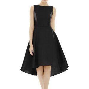 Alfred Sung Black Twill High Low Cocktail Dress D697W
